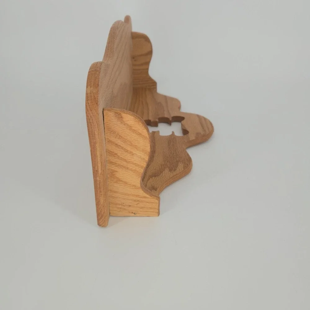 Vintage Oak Wood Teddy Bear Cutout Wall Book Shelf Nursery Decor 18 in Country